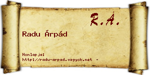 Radu Árpád névjegykártya