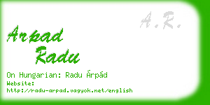 arpad radu business card